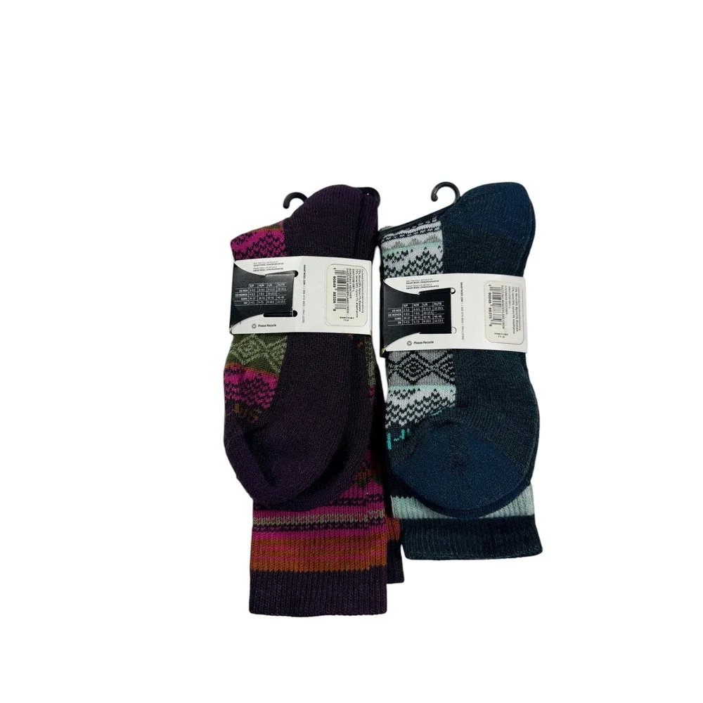 LOT2 Smartwool Womens Dazzling Wonderland Crew Socks 2 Pair Large Wool Blend NEW